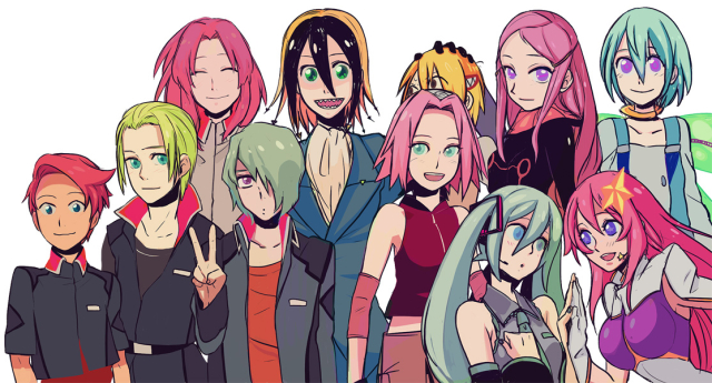 anemone (eureka seven),clotho buer,eureka (eureka seven),flay allster,haruno sakura,hatsune miku,katsuragi yako,meer campbell,nougami neuro,orga sabnak,shani andras