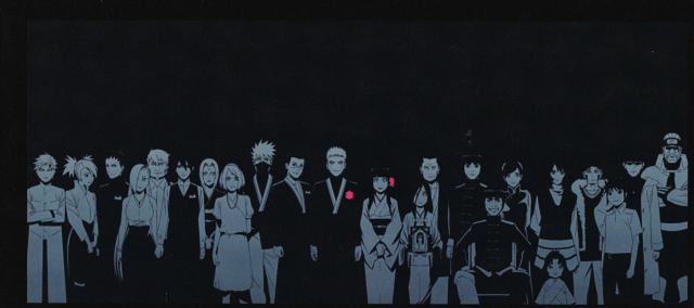 aburame shino,akimichi chouji,gaara (naruto),haruno sakura,hatake kakashi,hyuuga hanabi,hyuuga hiashi,hyuuga hinata,hyuuga neji,inuzuka kiba,killer bee,might guy,nara shikamaru,rock lee,sai,sarutobi konohamaru,sarutobi mirai,temari (naruto),tenten (naruto