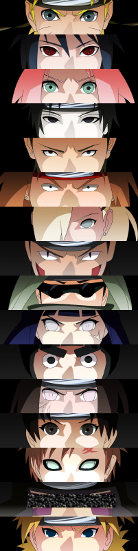 aburame shino,akimichi chouji,gaara (naruto),haruno sakura,hyuuga hinata,hyuuga neji,inuzuka kiba,kankuro,nara shikamaru,rock lee,sai,temari (naruto),tenten (naruto),uchiha sasuke,uzumaki naruto,yamanaka ino