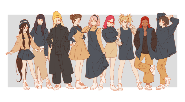 haruno sakura,hyuuga hanabi,hyuuga hinata,karin (naruto),karui (naruto),kurotsuchi (naruto),temari (naruto),tenten (naruto),yamanaka ino