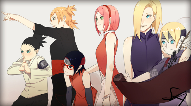 haruno sakura,nara shikadai,temari (naruto),uchiha sarada,yamanaka ino,yamanaka inojin