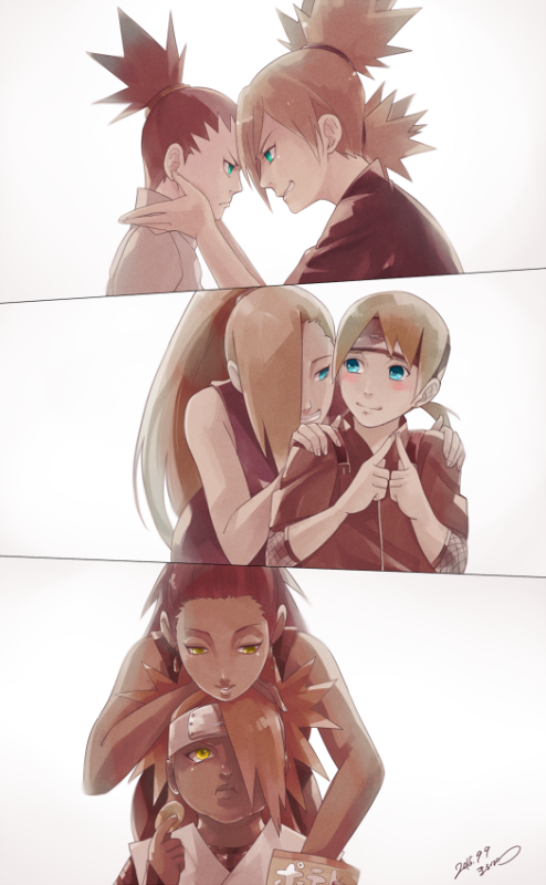 akimichi chouchou,karui (naruto),nara shikadai,temari (naruto),yamanaka ino,yamanaka inojin