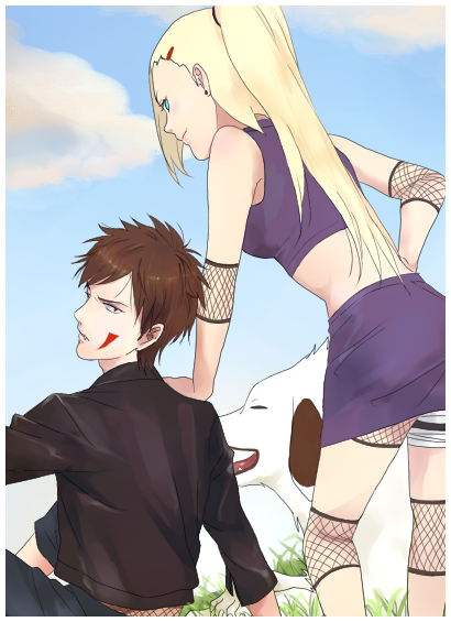 akamaru (naruto),inuzuka kiba,yamanaka ino