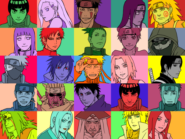 aburame shino,akimichi chouji,haruno sakura,hatake kakashi,hyuuga hinata,hyuuga neji,inuzuka kiba,jiraiya (naruto),killer bee,might guy,namikaze minato,nara shikamaru,rock lee,sai,sarutobi hiruzen,tenten (naruto),tsunade (naruto),uchiha obito,uchiha sasuk