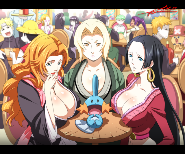 boa hancock,haruno sakura,hyuuga hinata,kuchiki byakuya,kurosaki ichigo,matsumoto rangiku,monkey d. luffy,mudkip,nami (one piece),nara shikamaru,roronoa zoro,shihouin yoruichi,tony tony chopper,tsunade (naruto),uzumaki naruto