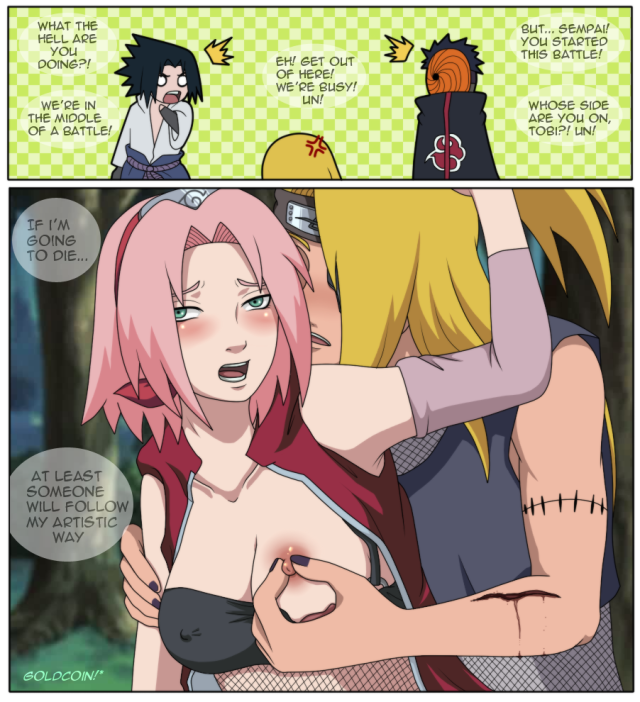 deidara,sakura haruno,sasuke uchiha,uchiha obito