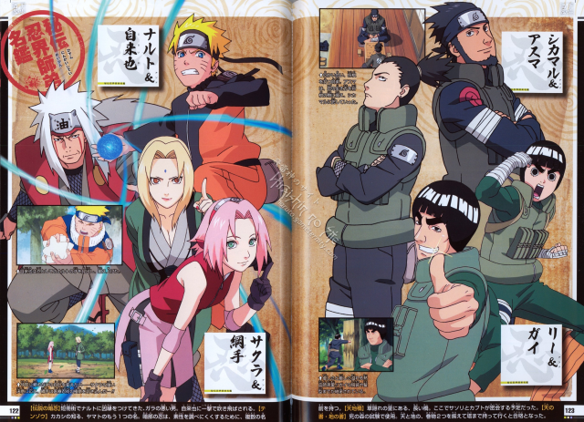 haruno sakura,jiraiya (naruto),nara shikamaru,rock lee,sarutobi asuma,tsunade (naruto),uzumaki naruto